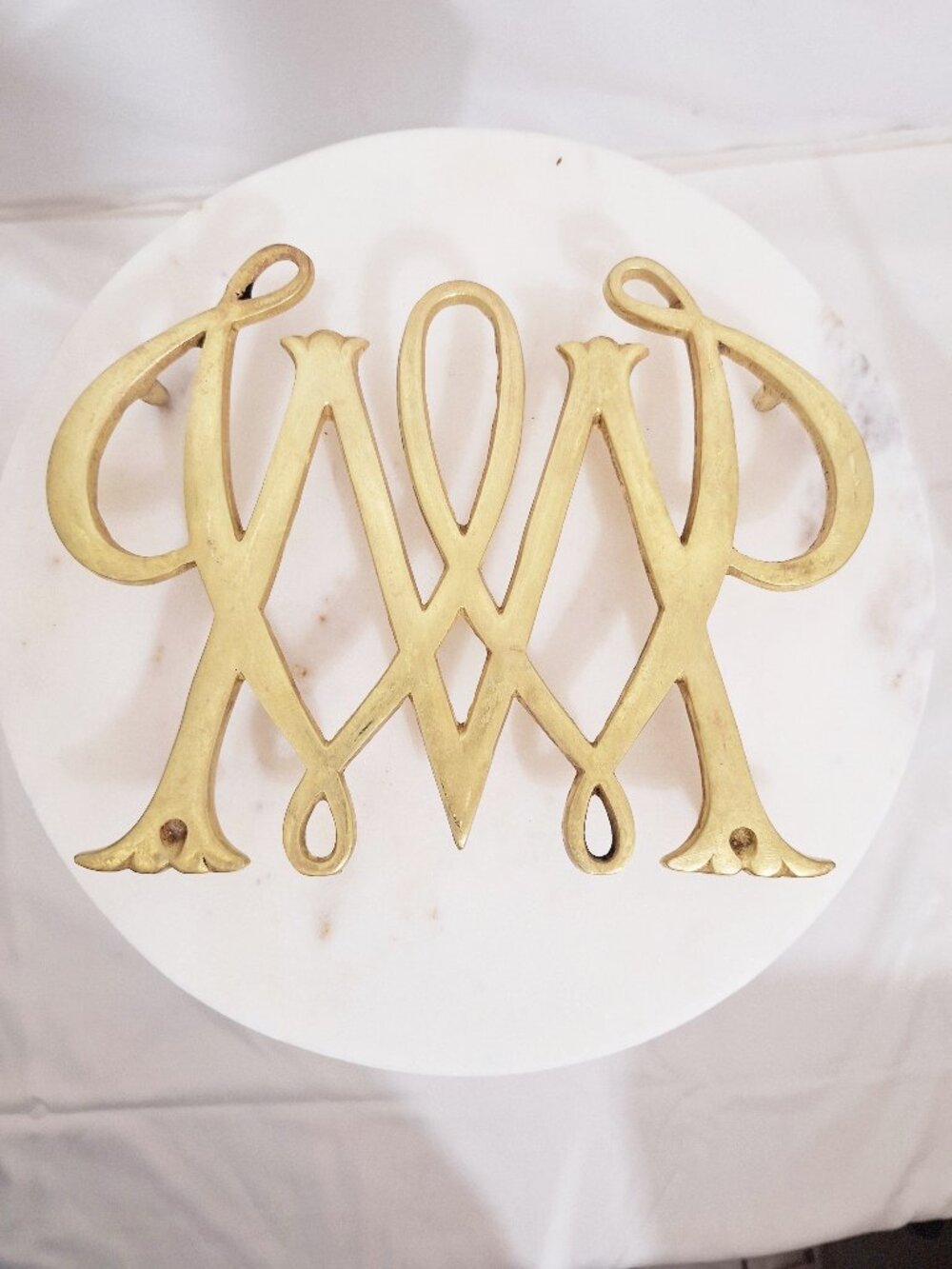 William & Mary College Brass Cypher Cipher Trivet Williamsburg Vintage